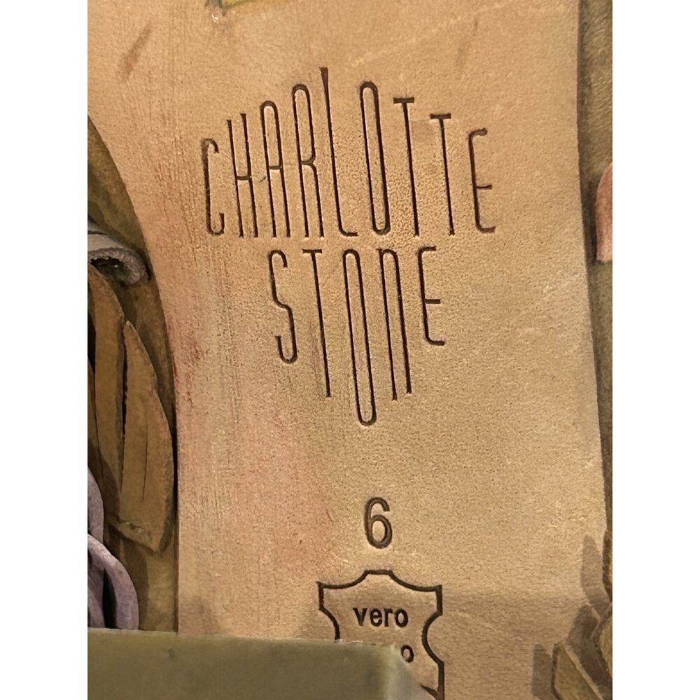 Charlotte Stone Morley Suede Fringe Mule Sandals Size 6 Multicolor Fringed Slide - Picture 7 of 7